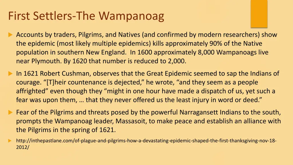 first settlers the wampanoag 1