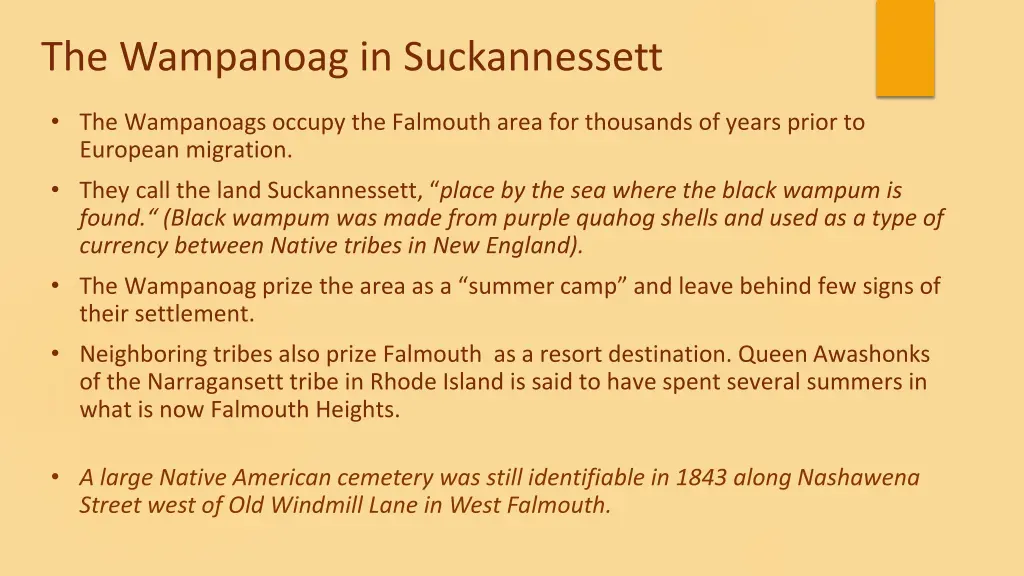 the wampanoag in suckannessett