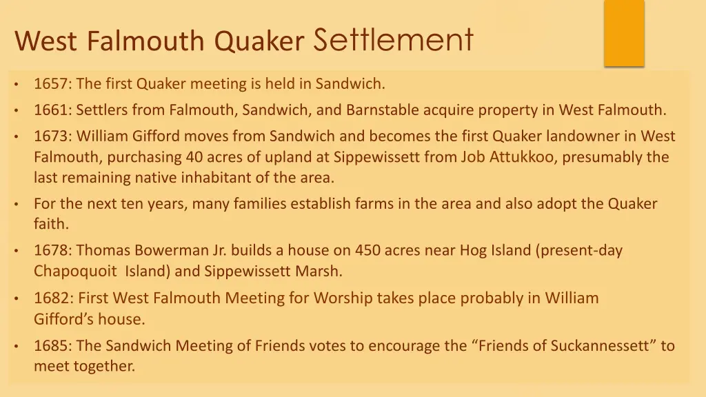 west falmouth quaker settlement