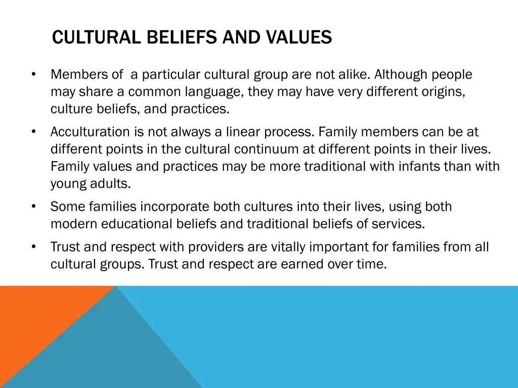 cultural beliefs and values