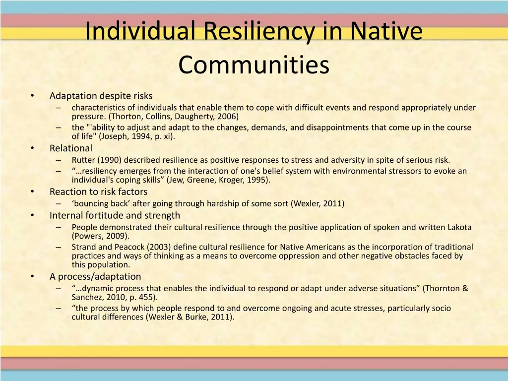 individual resiliency in native communities