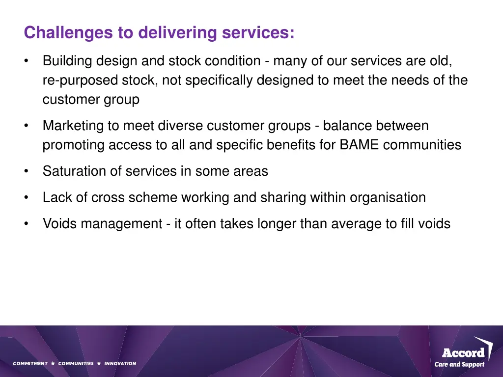 challenges to delivering services