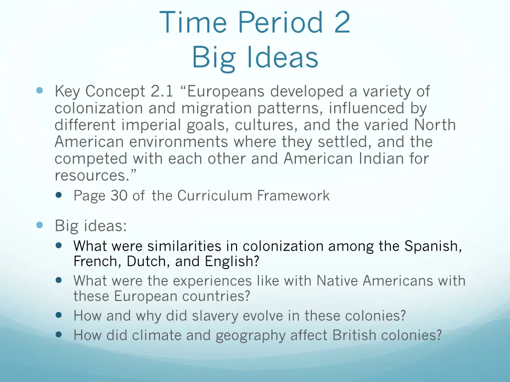 time period 2 big ideas