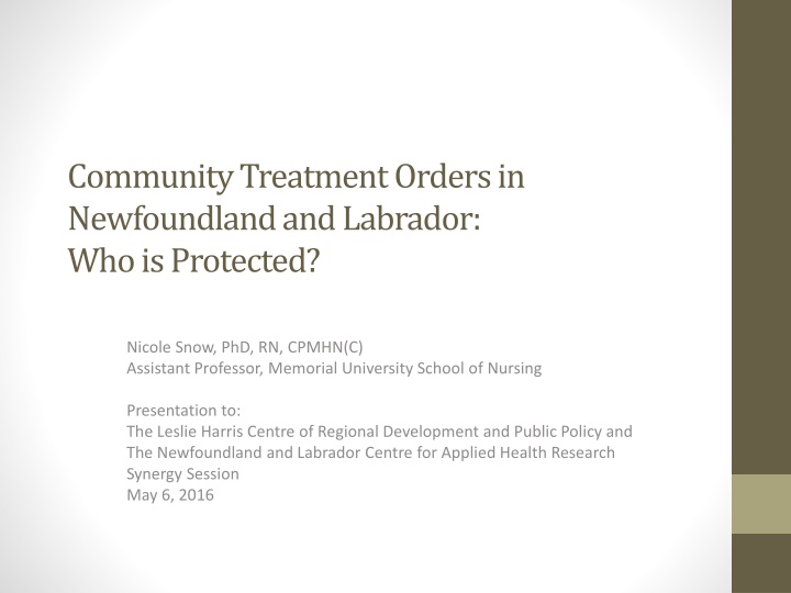 community treatment orders in newfoundland