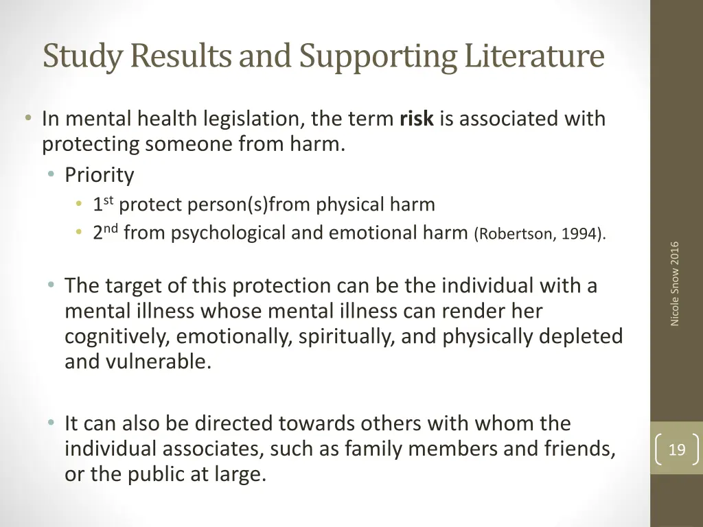 study results and supporting literature 1