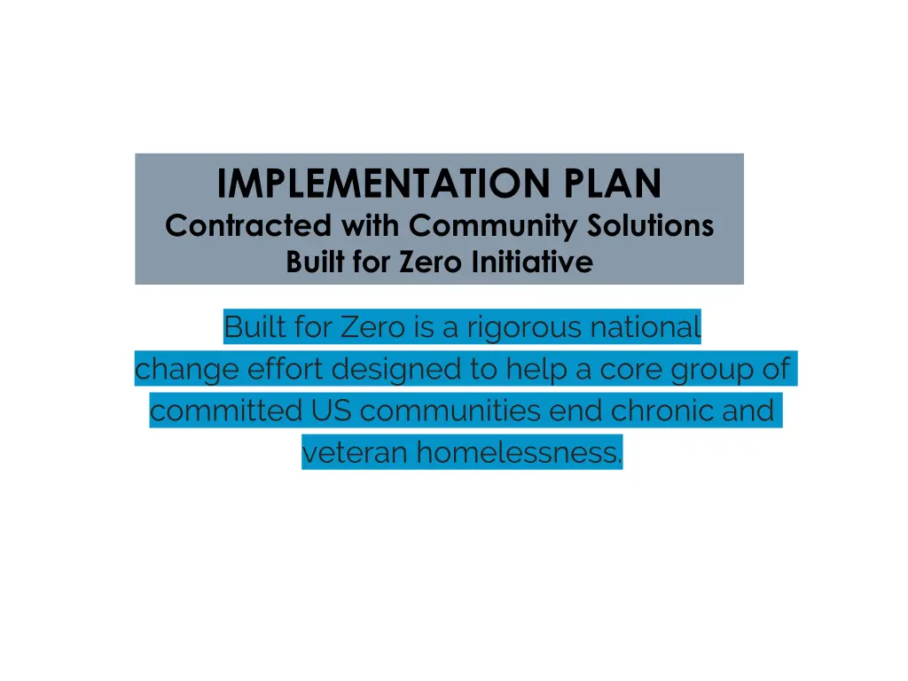 implementation plan contracted with community