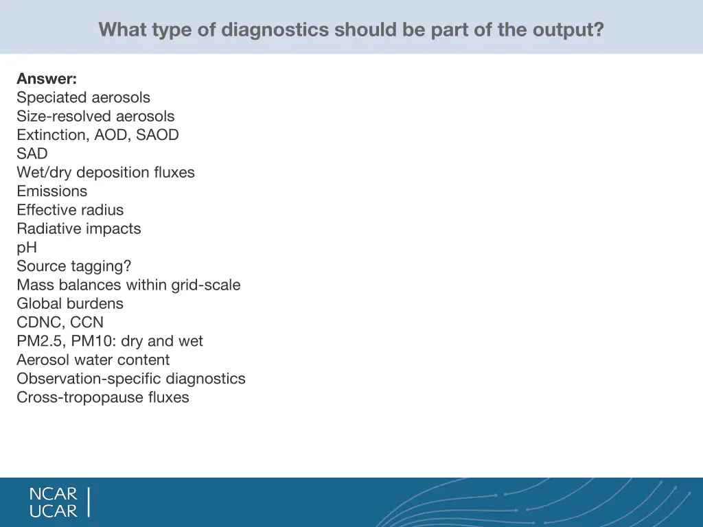 what type of diagnostics should be part