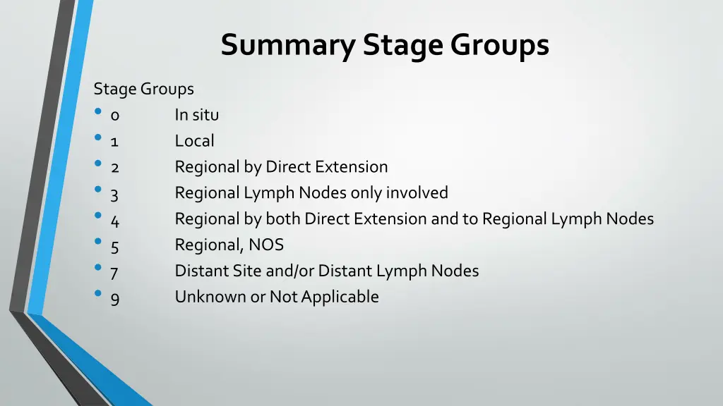 summary stage groups