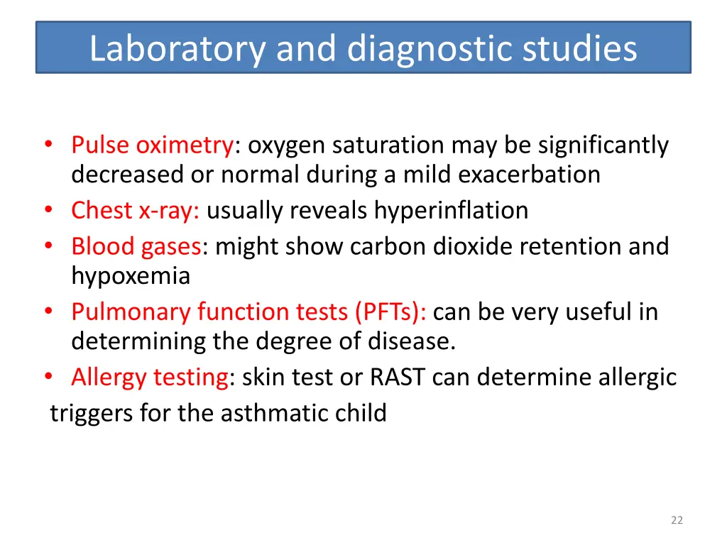 laboratory and diagnostic studies