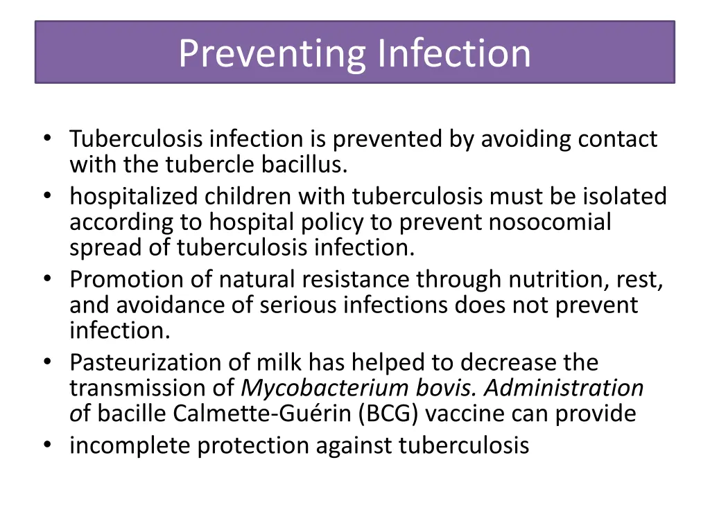 preventing infection