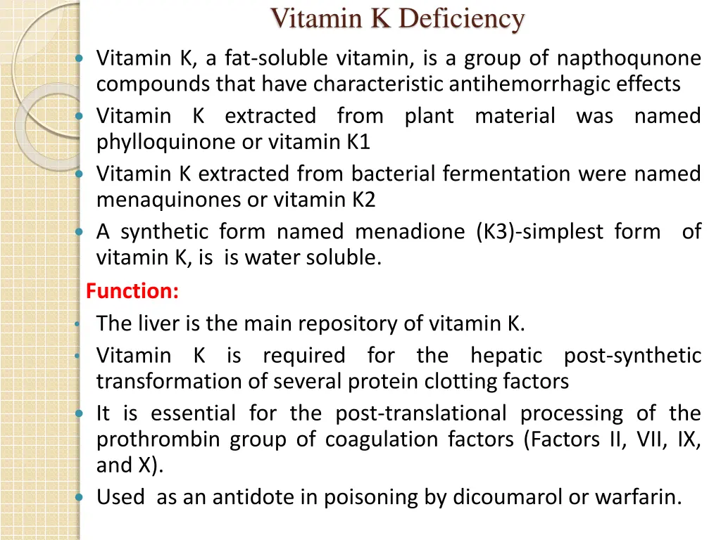 vitamin k deficiency