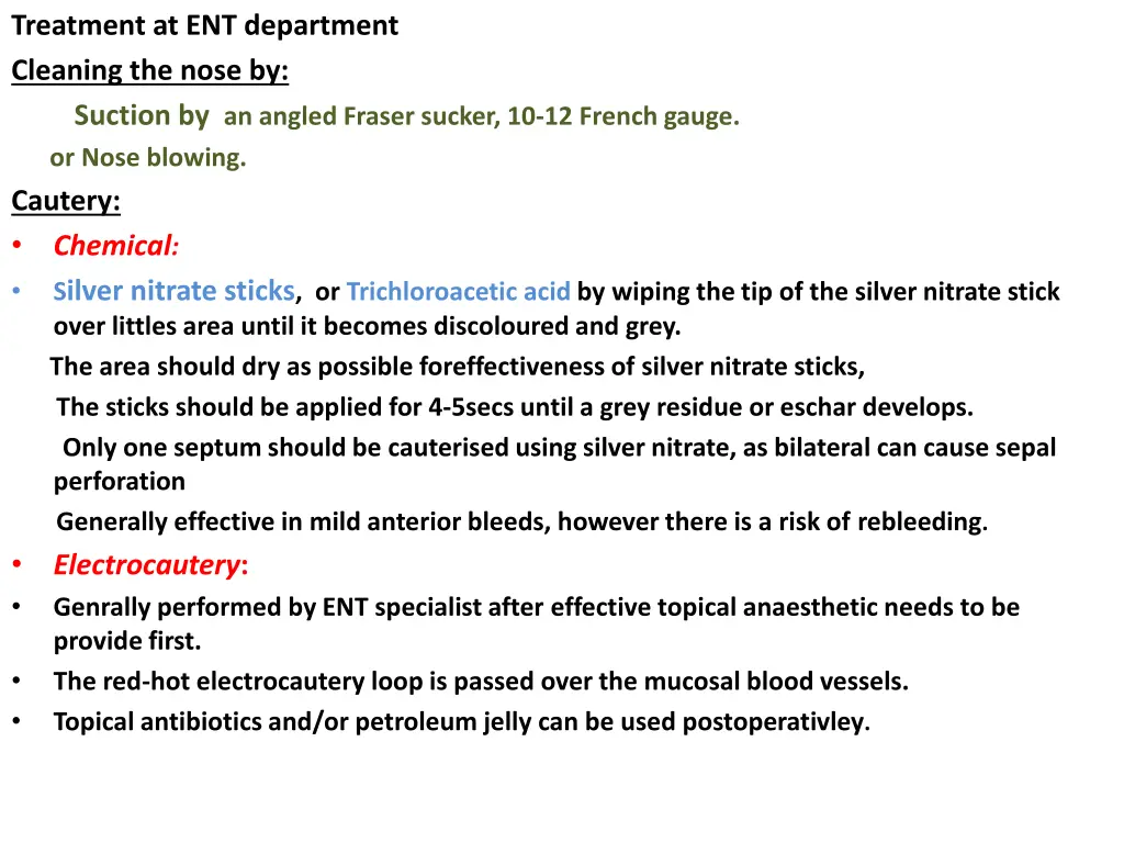 treatment at ent department cleaning the nose