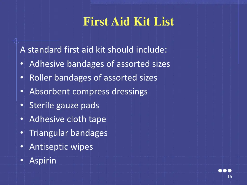 first aid kit list