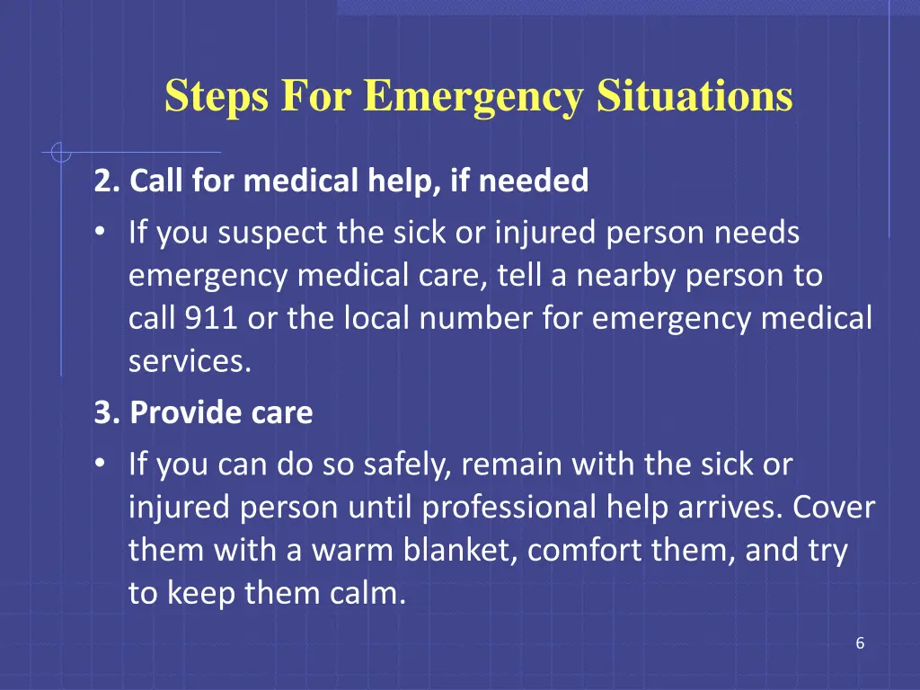 steps for emergency situations 1