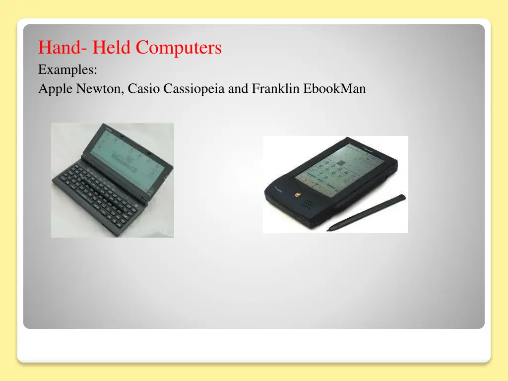 hand held computers examples apple newton casio