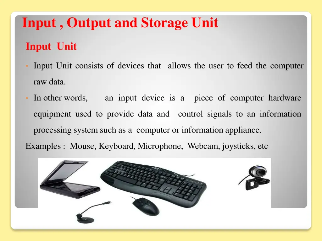 input output and storage unit