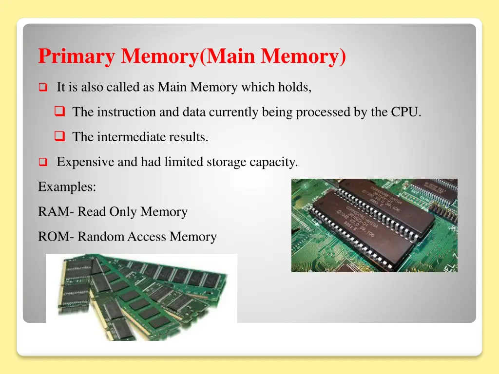 primary memory main memory