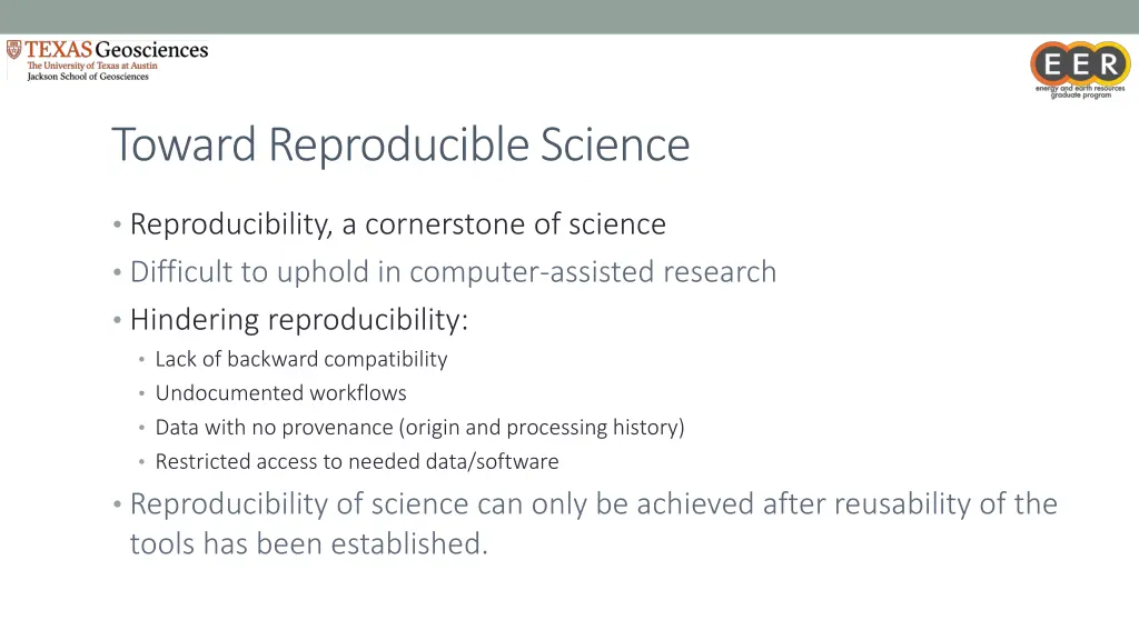 toward reproducible science