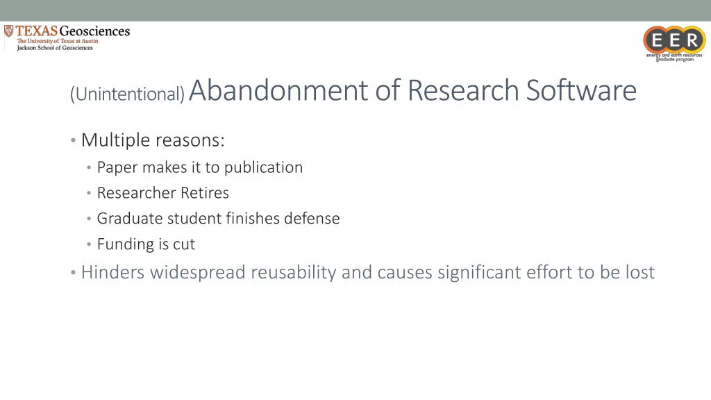 unintentional abandonment of research software