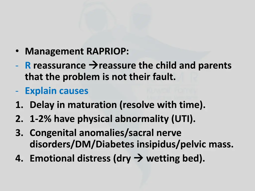 management rapriop r reassurance that the problem