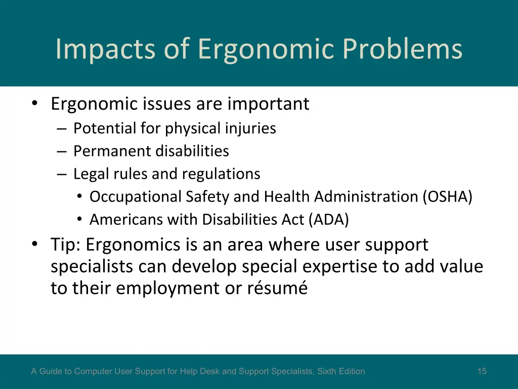 impacts of ergonomic problems