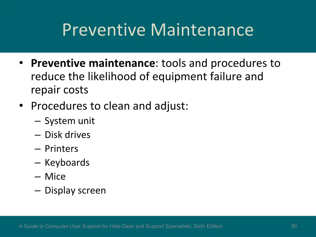 preventive maintenance