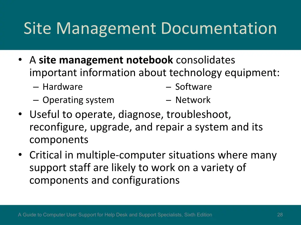 site management documentation