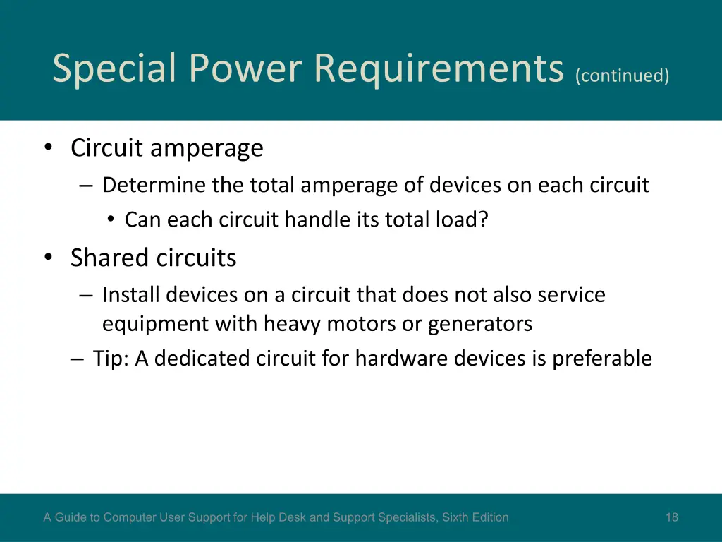 special power requirements continued