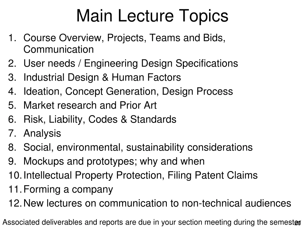 main lecture topics 1