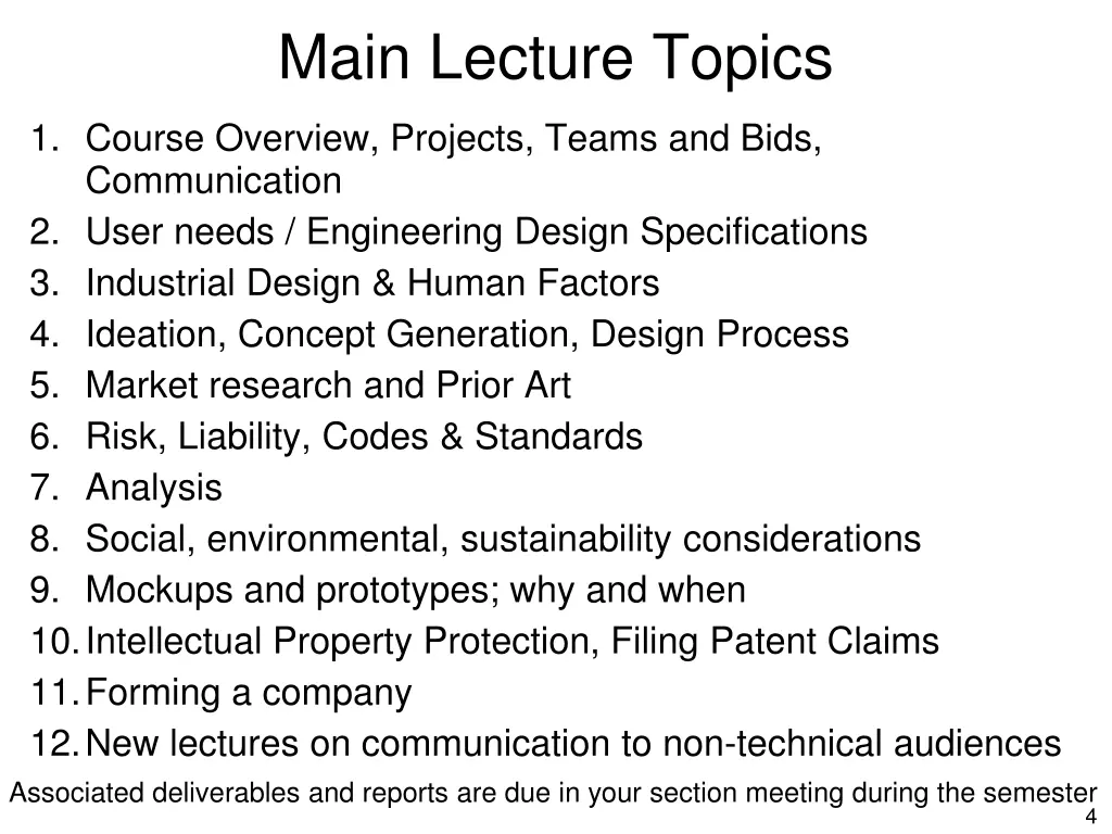 main lecture topics