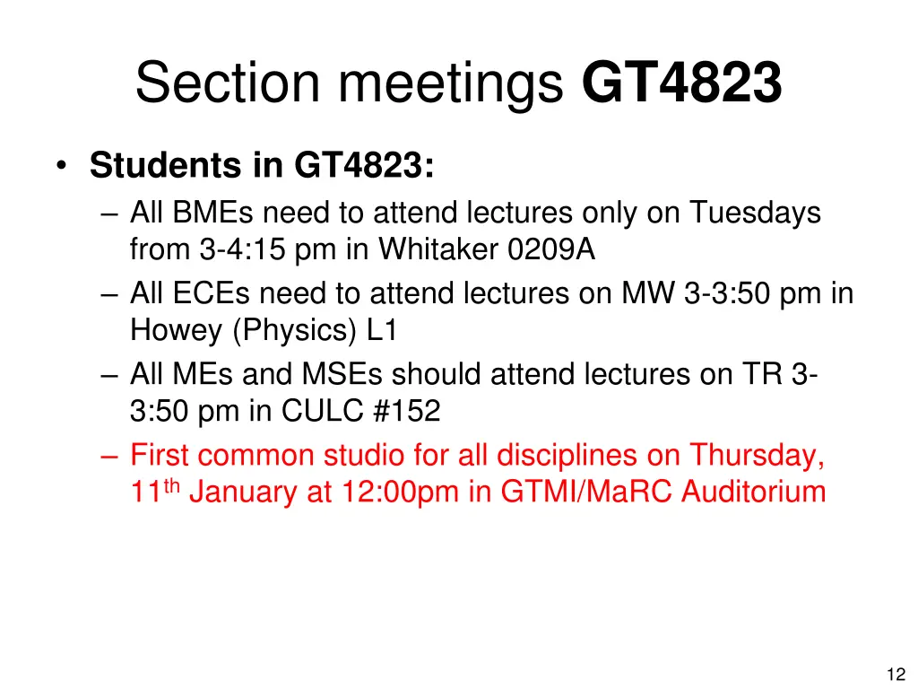 section meetings gt4823