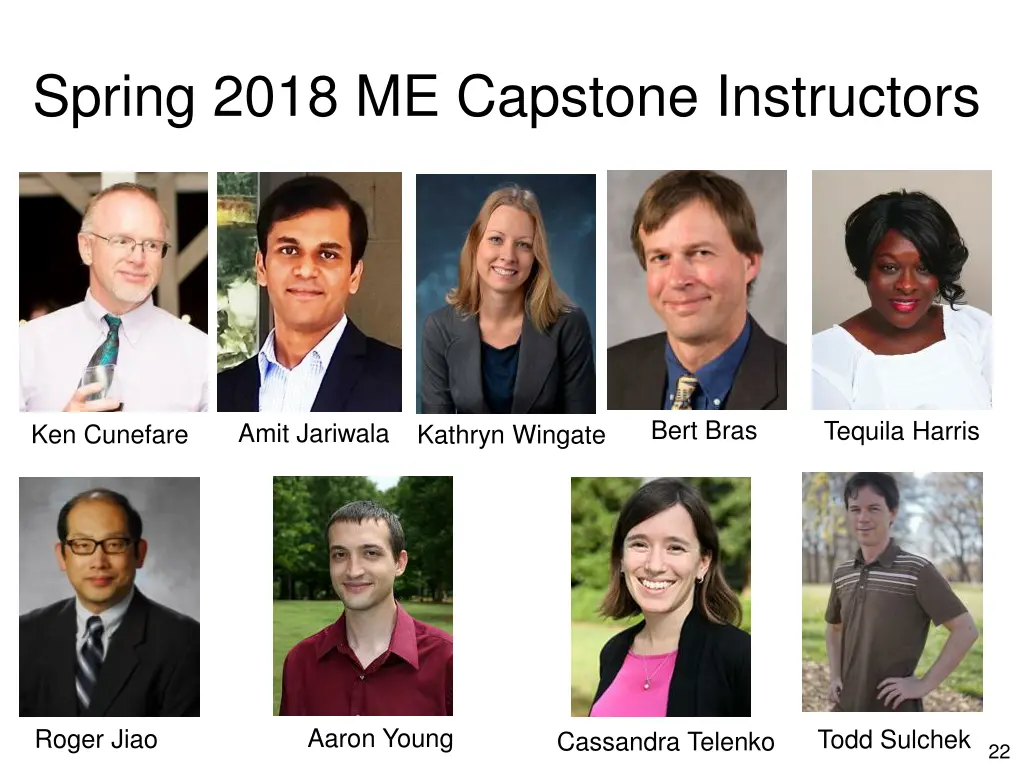 spring 2018 me capstone instructors