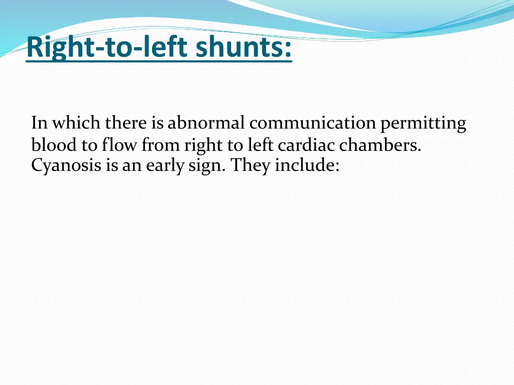 right to left shunts