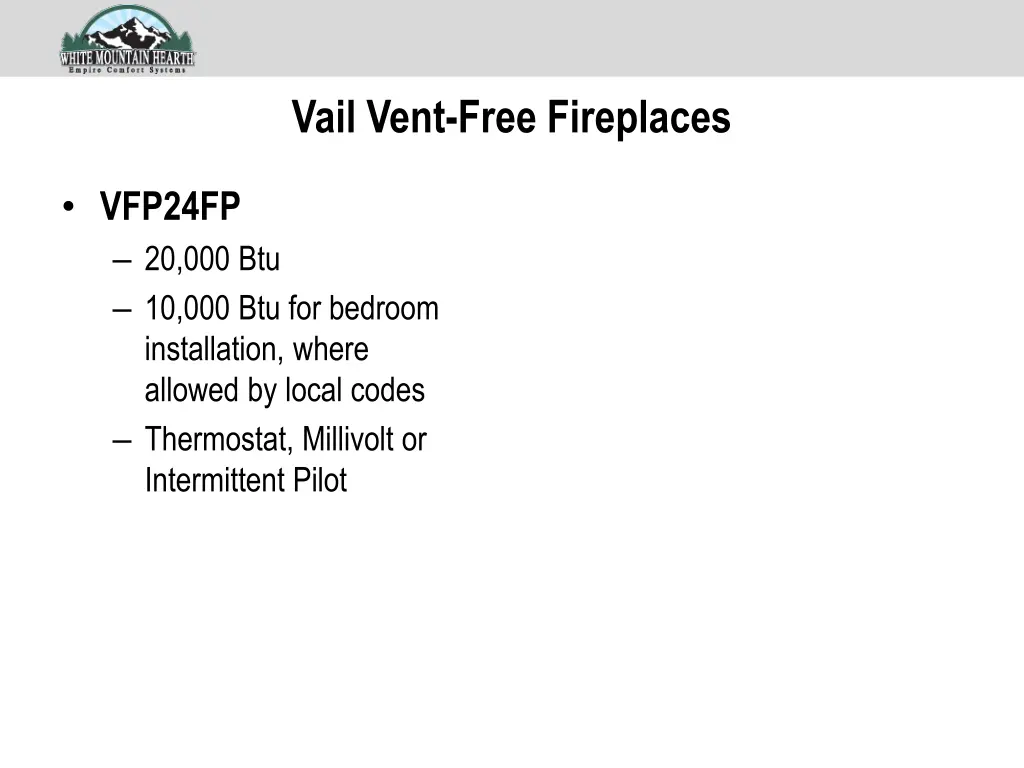 vail vent free fireplaces