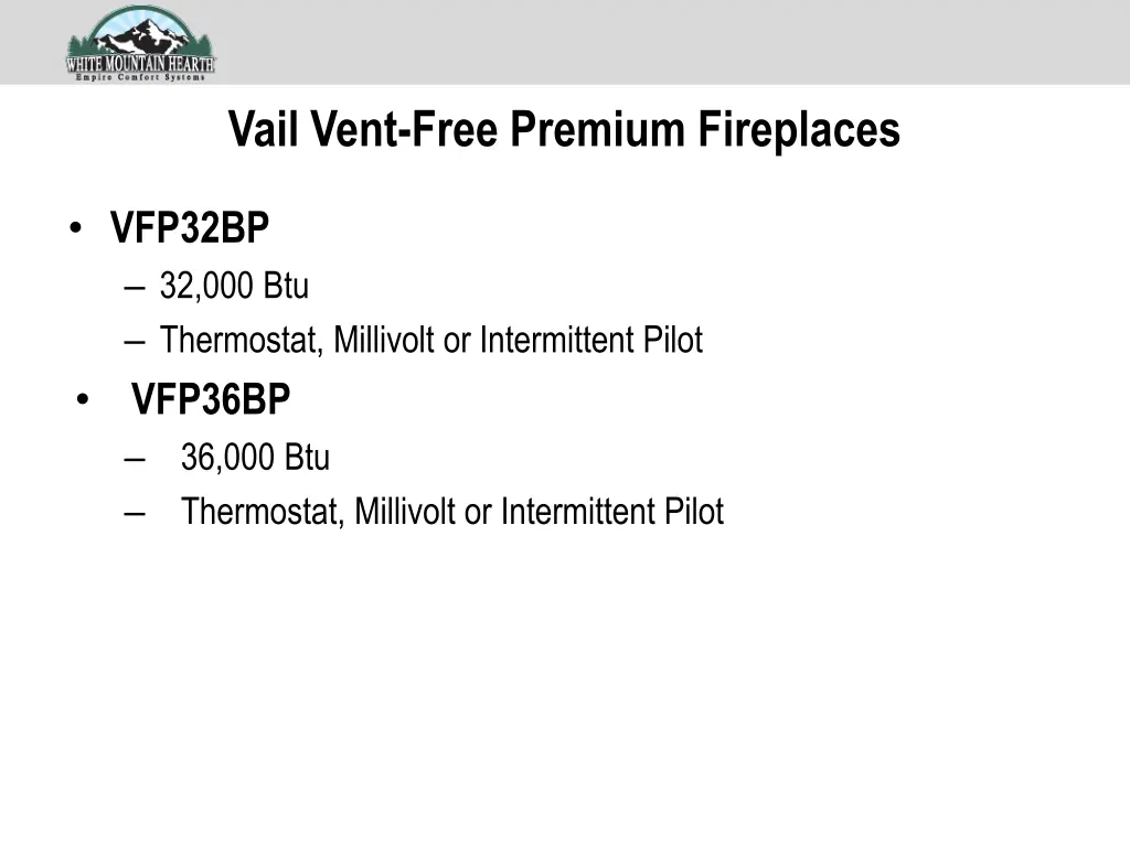 vail vent free premium fireplaces