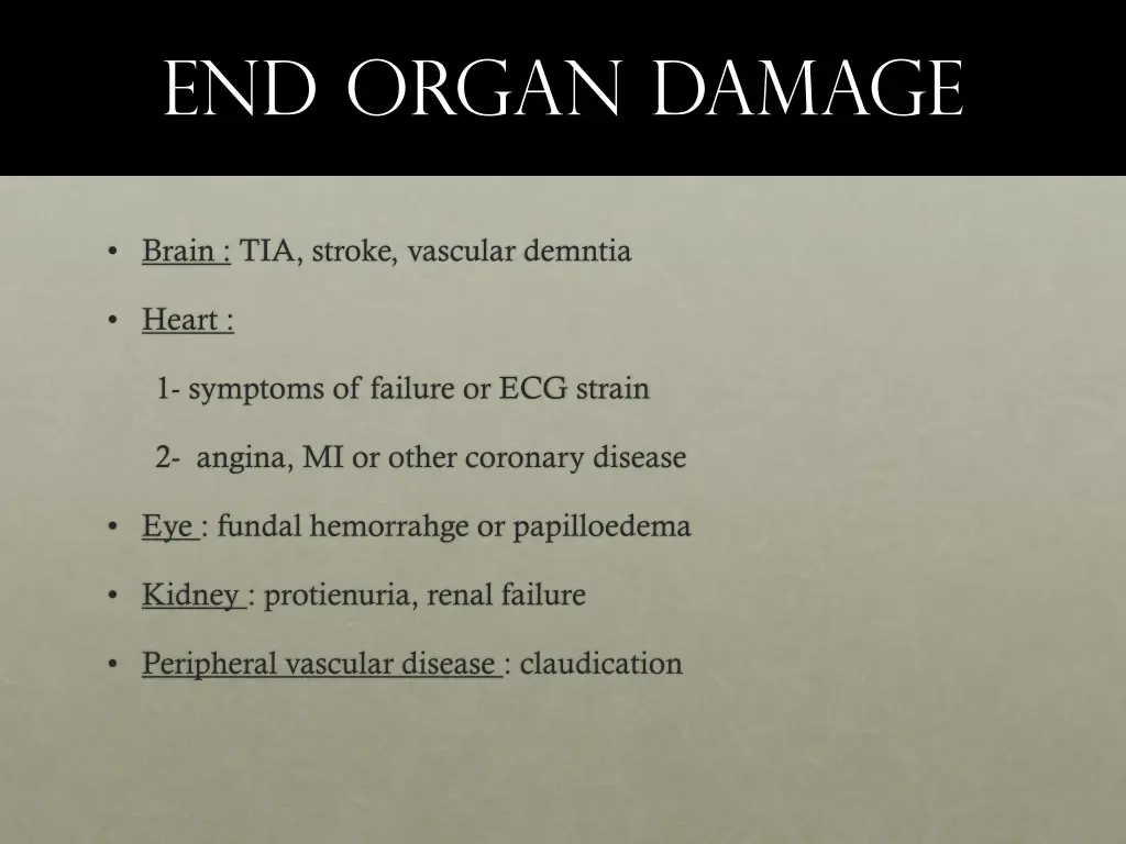 end organ damage