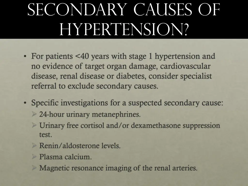 secondary causes of hypertension