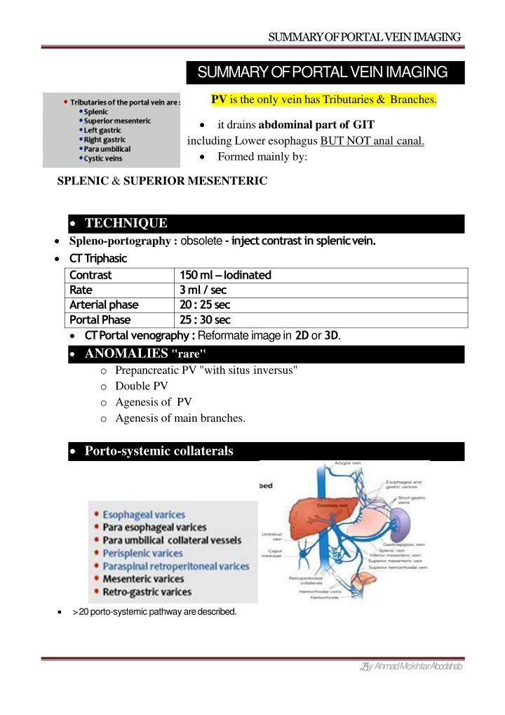 summary of portal veinimaging