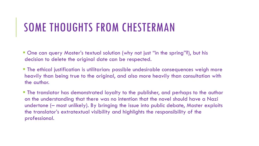 some thoughts from chesterman