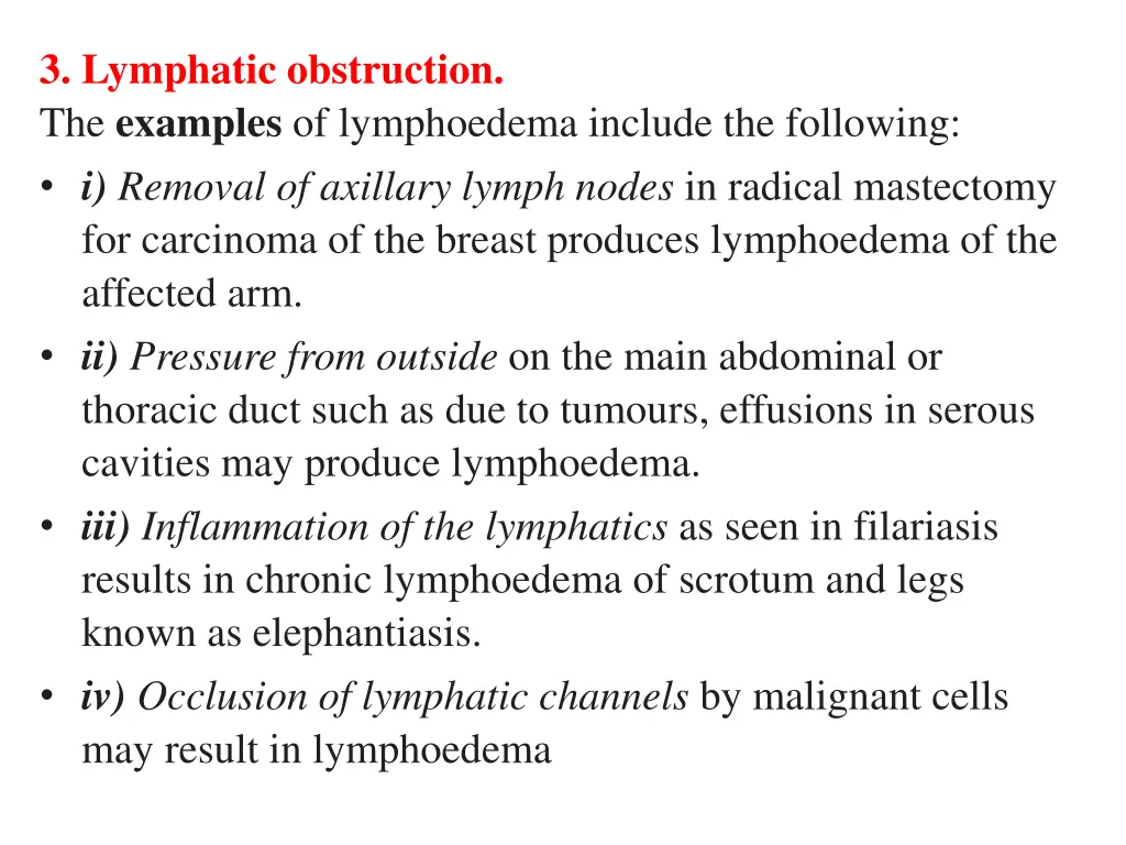 3 lymphatic obstruction the examples