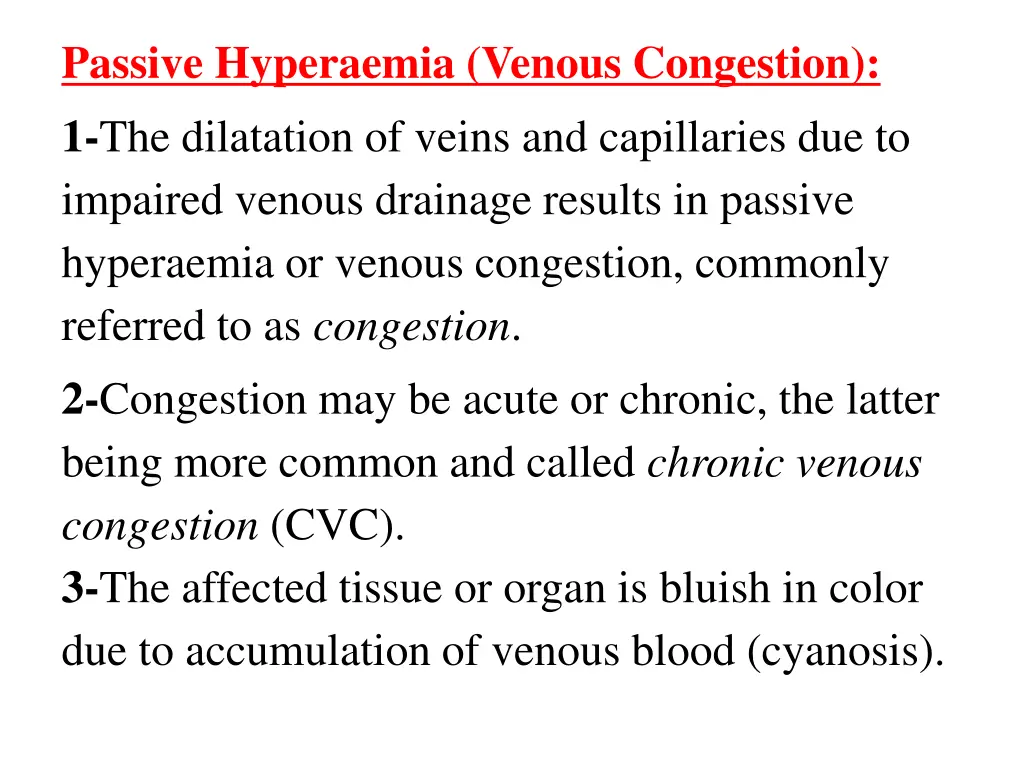 passive hyperaemia venous congestion