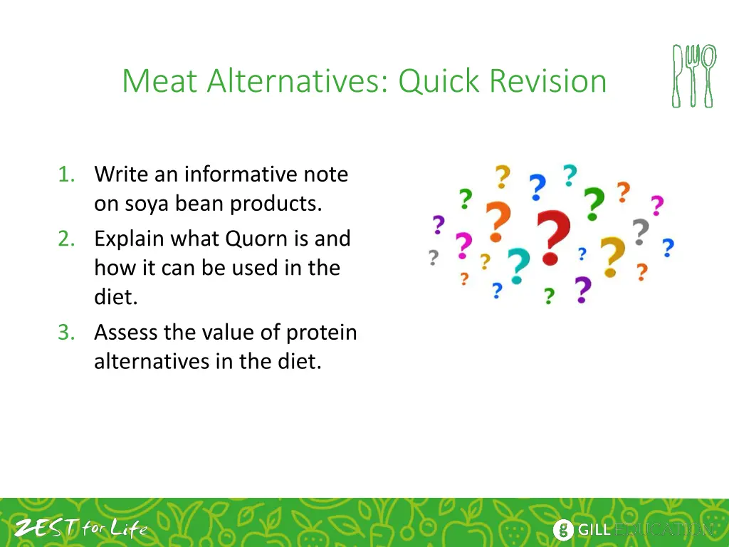 meat alternatives quick revision