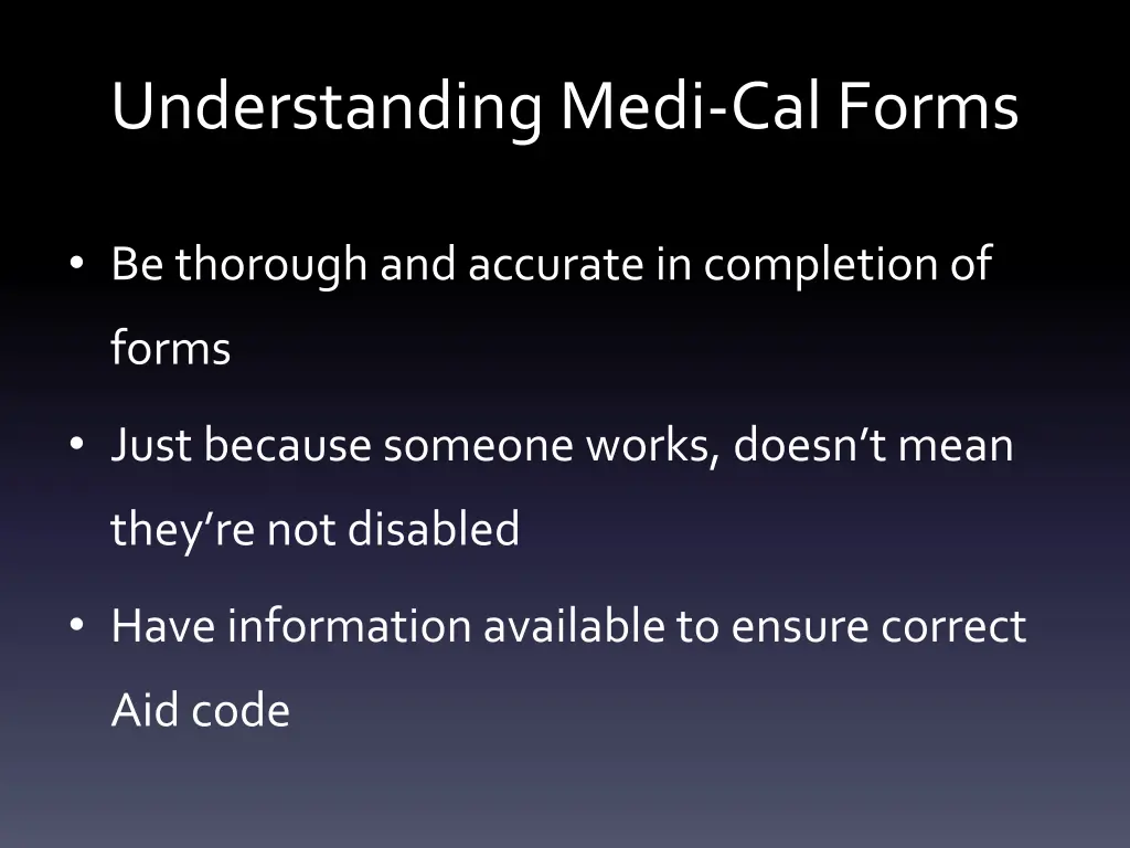 understanding medi cal forms