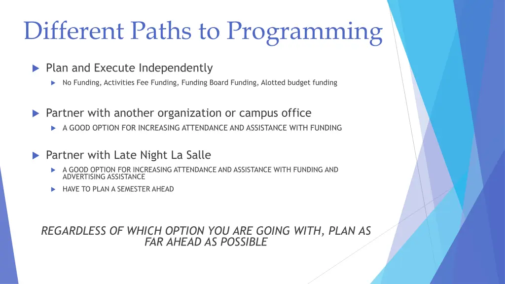 different paths to programming