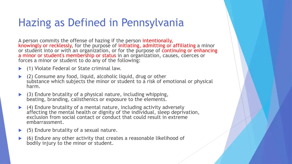 hazing as defined in pennsylvania 1