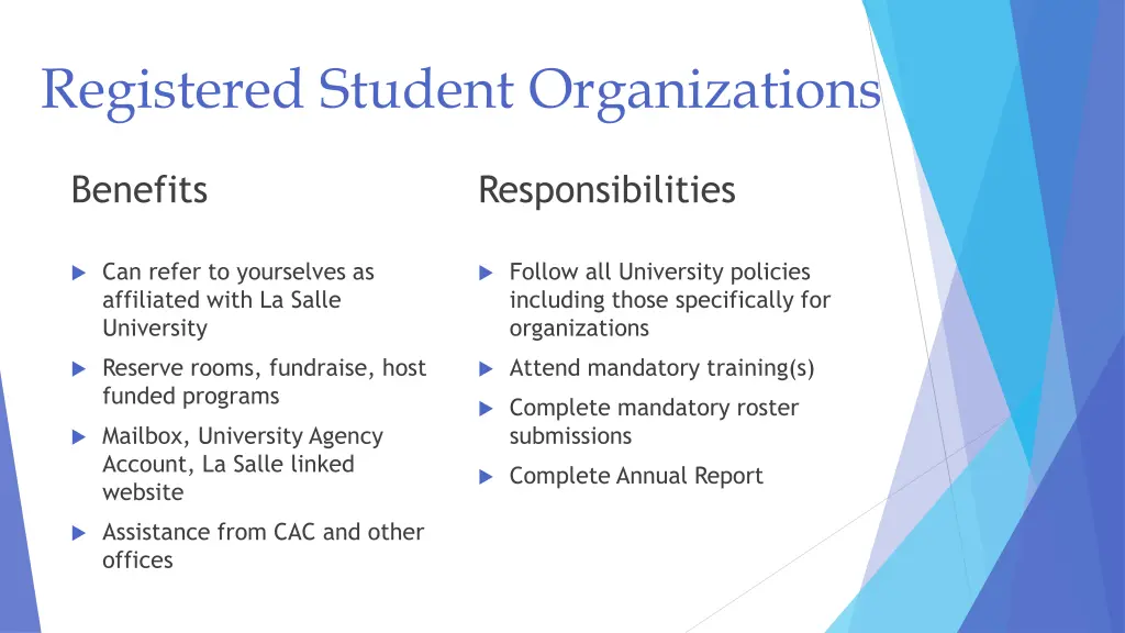 registered student organizations