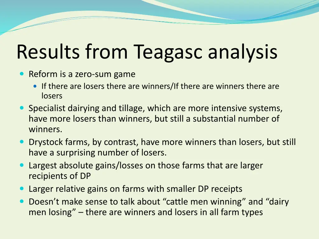 results from teagasc analysis