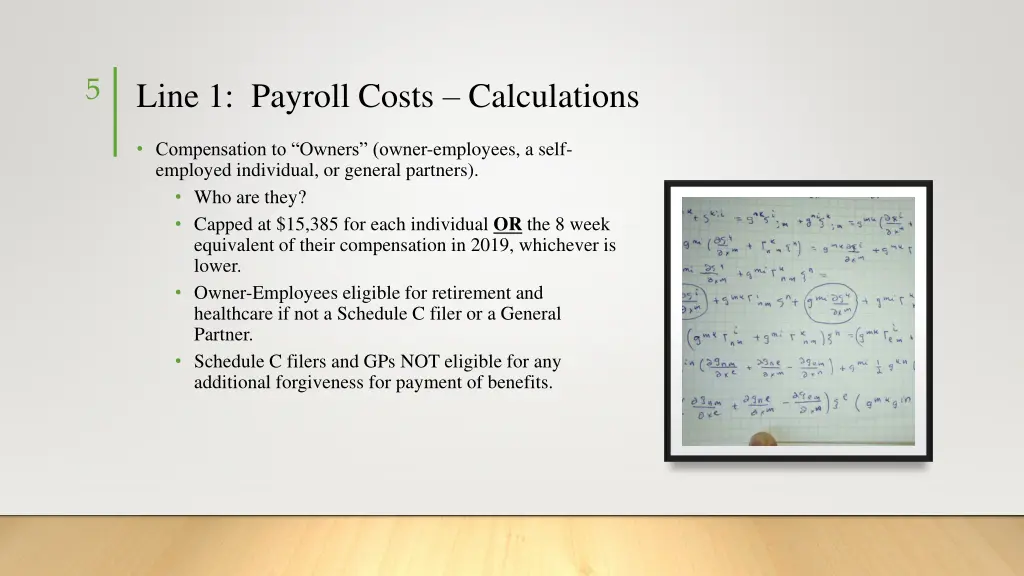 line 1 payroll costs calculations 1