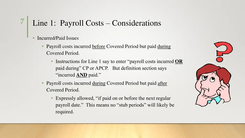 line 1 payroll costs considerations 1