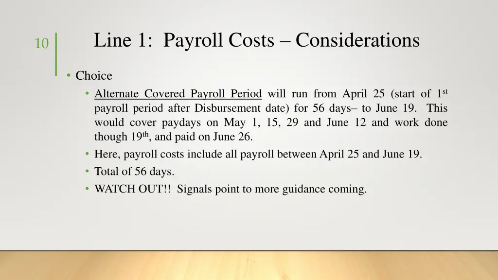 line 1 payroll costs considerations 4